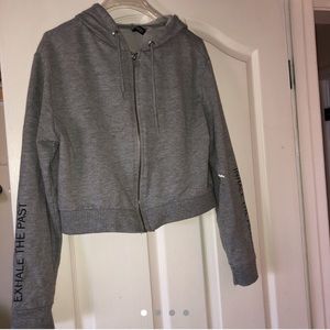 Cropped Grey Zip-Up Jacket